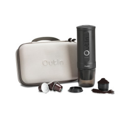 Outin Nano (Space grey) set - cestovný kávovar + ochranné puzdro